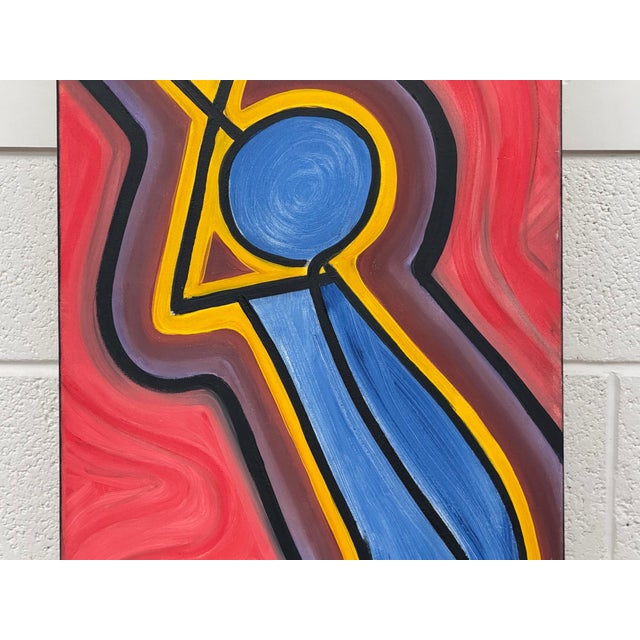 Tribal Colourful Abstract Tribal Aboriginal Inspired Oil on Canvas in Portrait Format 2005 For Sale - Image 3 of 18