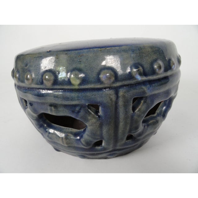Chinoiserie 19th Century Blue Ceramic Glaze Garden Seat For Sale - Image 3 of 6