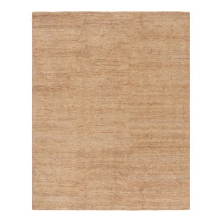 Rug & Kilim’s Textural Rug, Jute With Monochromatic Beige-Brown Striae For Sale