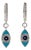 Turquoise Sparkly Evil Eye Sterling Silver Earrings, A Pair For Sale