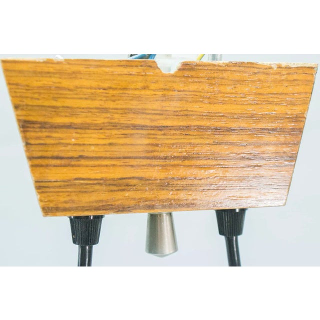 Rosewood & Chrome Hanging Lamp with Three Lights and Glass Globes, 1960s For Sale - Image 10 of 11