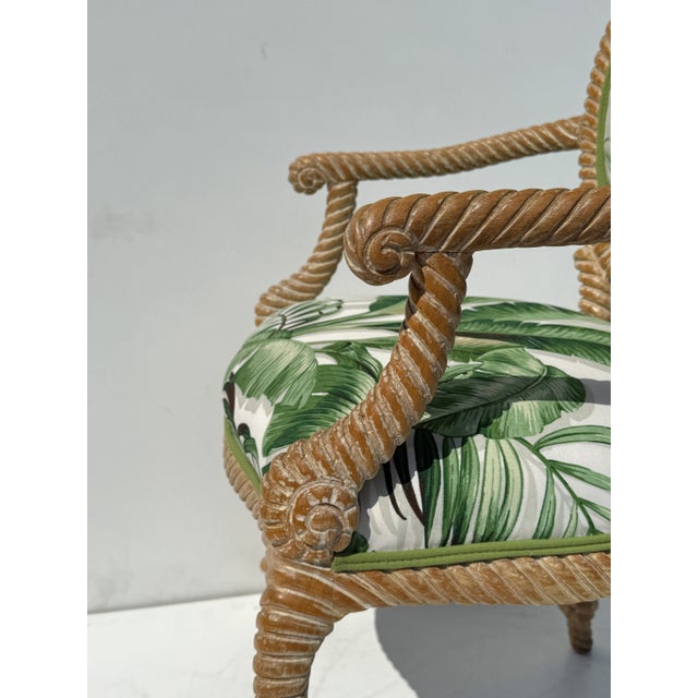 Late 20th Century Pair of Floridian Faux Bois Rope & Tassel Armchairs For Sale - Image 11 of 12