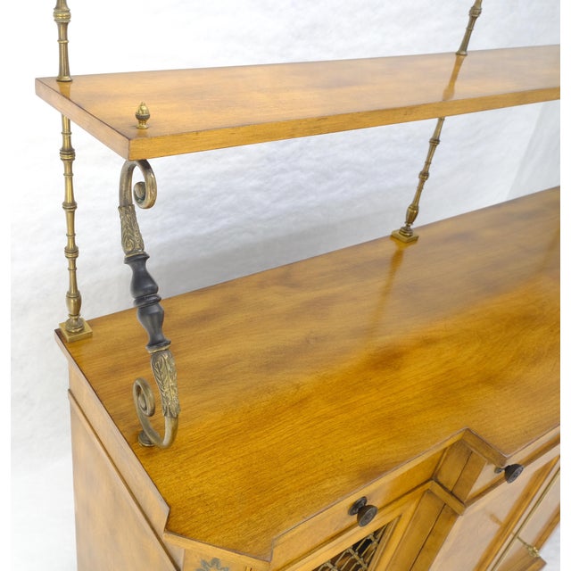 Brown Regency Gallery Etagere Top Light Burl Walnut Sideboard Credenza c1920s MINT! For Sale - Image 8 of 18