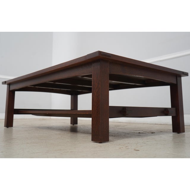 Stickley Stickley Large Mission Oak Tile Top Coffee Table For Sale - Image 4 of 14