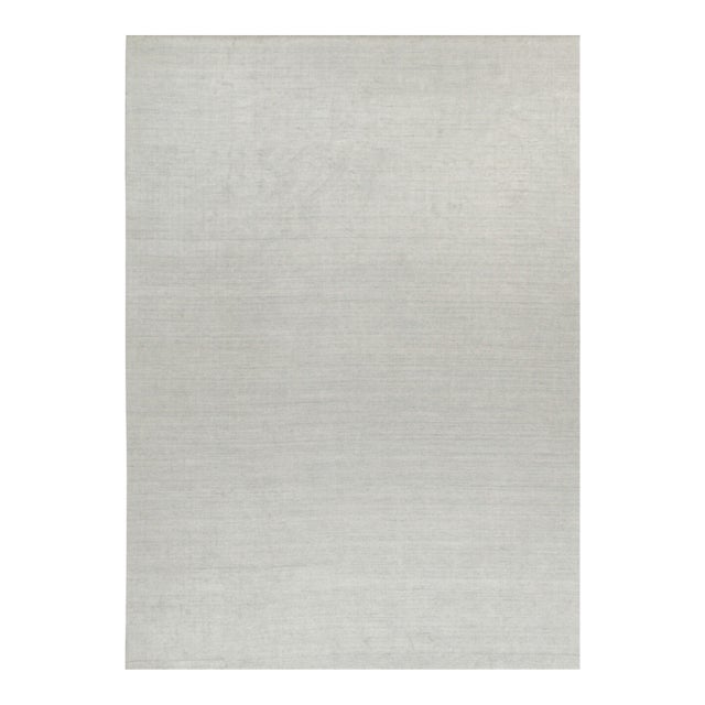 2010s Rug & Kilim’s Plain Modern Rug in Solid Silver-Gray Tone-on-Tone - 10x14 For Sale