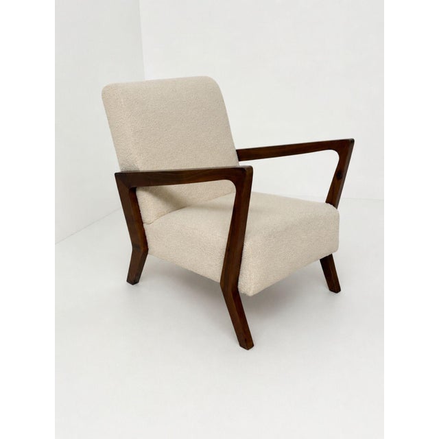 Wood Vintage Italian Armchairs in White Bouclè, 1960, Set of 2 For Sale - Image 7 of 13