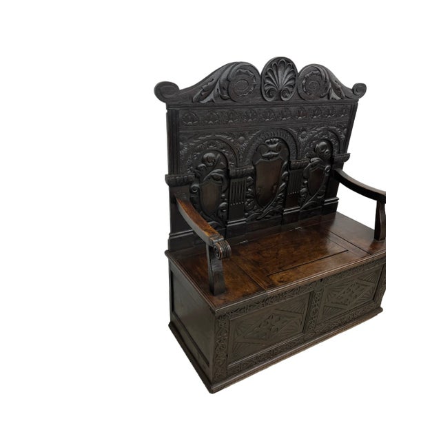 18th Century English Carved Oak Bench For Sale - Image 4 of 10