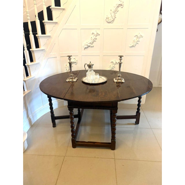 Antique Oak Gateleg 6-Seater Dining Table with Bobbin Turned Legs, 1680 For Sale - Image 4 of 14