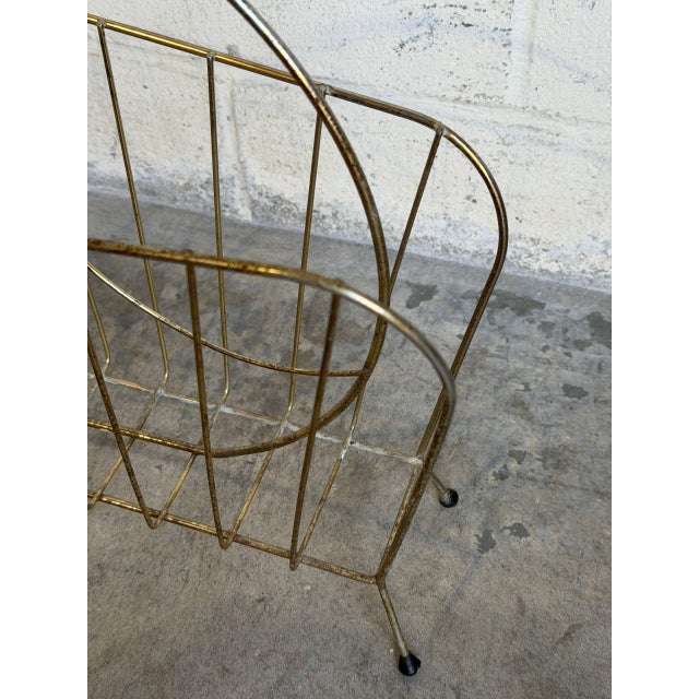 Silver Brass Wire Metal Magazine Holder Mid-Century Modern Vintage For Sale - Image 8 of 10
