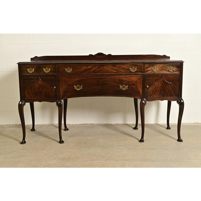 Charles Limbert Limbert Antique Queen Anne Carved Mahogany Sideboard or Bar Cabinet, Circa 1920s For Sale - Image 4 of 12