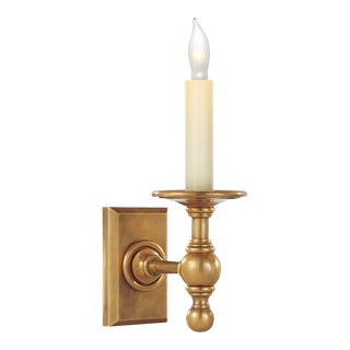 Chapman & Myers for Visual Comfort Signature Single Library Classic Sconce in Hand-Rubbed Antique Brass For Sale