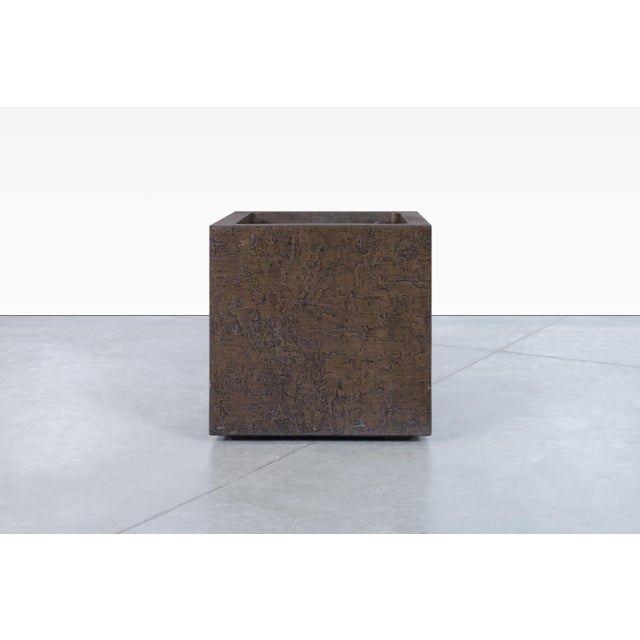 Vintage MidCentury Modern Bronze Resin Square Planters by Forms and