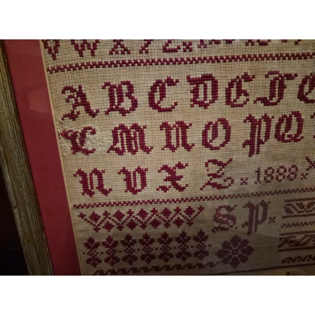 Late 19th Century 1888 Red Work Sampler For Sale - Image 5 of 9