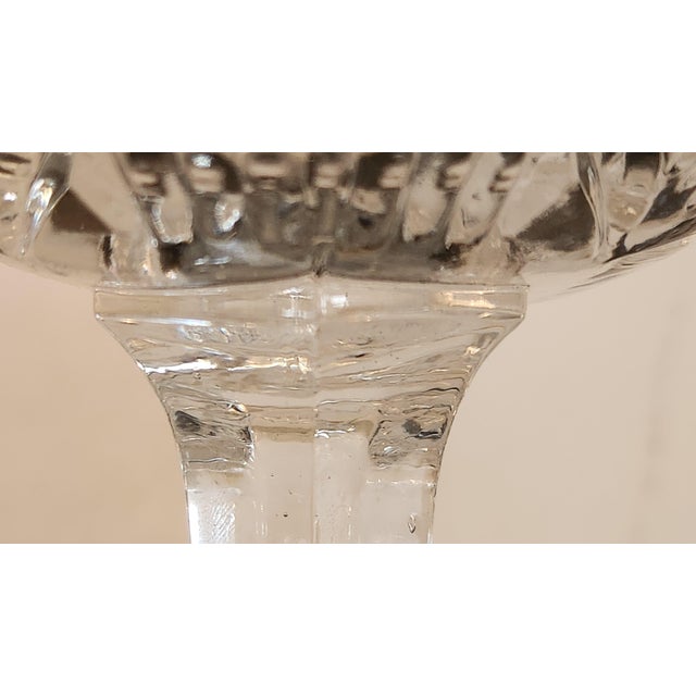 Art Deco Antique Imperial Glass Nucut Footed Compote in Clear Pressed Glass With Sawtooth Rim For Sale - Image 3 of 18