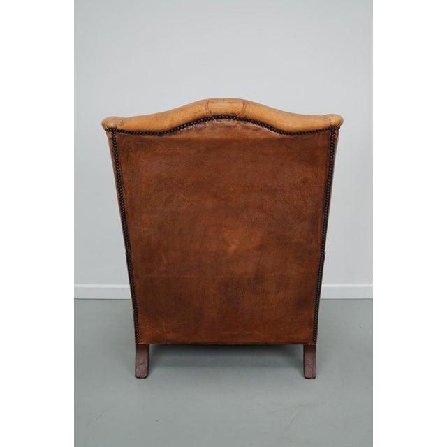 Vintage Dutch Cognac Wingback Leather Club Chair For Sale - Image 9 of 18