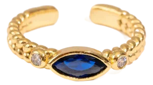 Sapphire Teardrop Gemstone Adjustable Gold Ring, Size 8