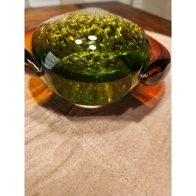 Mid-Century Modern 11.5" Monumental Murano Sommerso Teardrop Sculpture – Gold Aventurine & Bullicante For Sale - Image 3 of 6