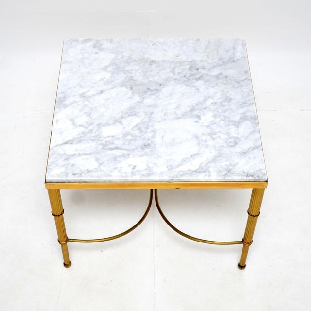 Vintage French Brass and Marble Coffee or Side Table, 1950 For Sale - Image 6 of 10