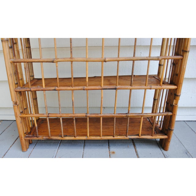 Wood Vintage Bamboo Folding 4 Tier Bookcase Etagere One or a Pair For Sale - Image 7 of 13