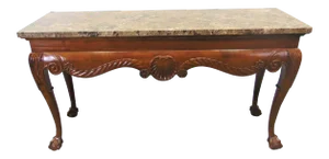 Chippendale Carved Cherry Marble Top Console Table