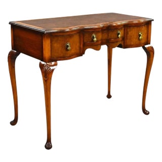 Antique Queen Anne Style Walnut Writing Table, 1919 For Sale