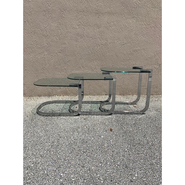 Mid Century Modern Design Institute of America Chrome and Glass Nesting Tables - Set of 3 For Sale - Image 12 of 13