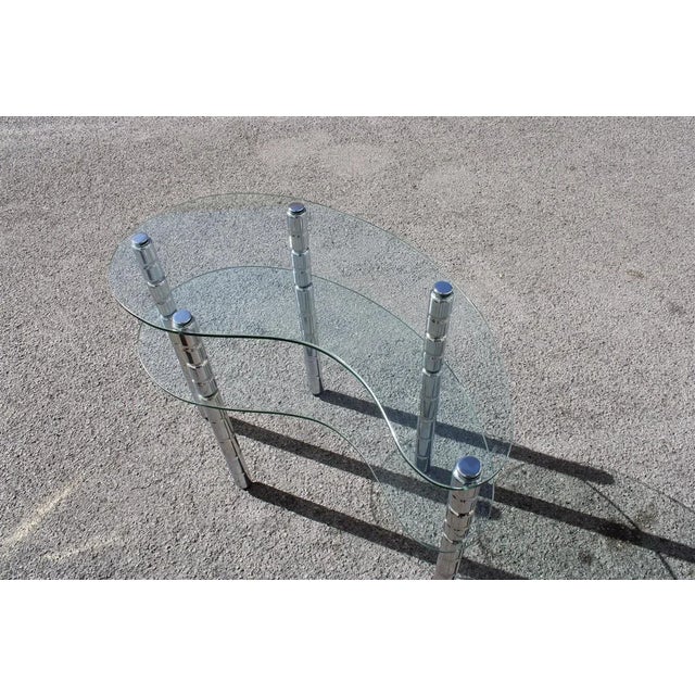 Italian Glass & Chromed Metal Shelf, 1960s For Sale - Image 4 of 7