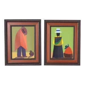 Roberto Benites Pair of Modernist Figural Paintings