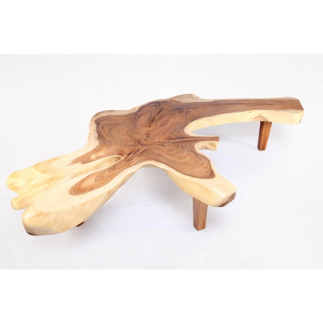 Brown 83" Long Free Form One Slab Living Edge Coffee Table 10 For Sale - Image 8 of 12