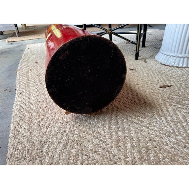 Red Vintage Painted Red Chinoiserie Pedestals , a Pair For Sale - Image 8 of 8