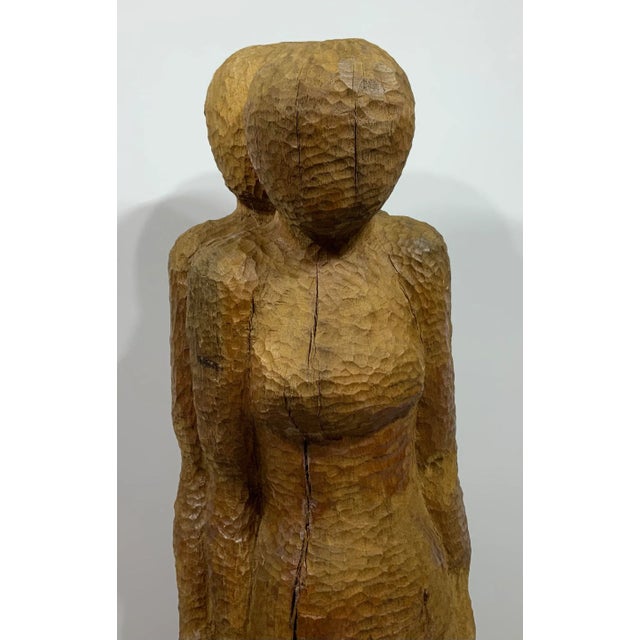 1960s Large Mid-Century Hand-Carved Cubist Wood Sculpture For Sale - Image 5 of 13