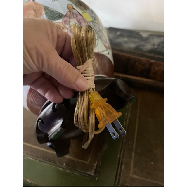 Vintage Red and Gold Asian Lamp For Sale - Image 10 of 10