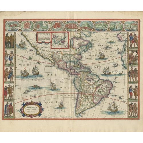 Antique Blaeu Map of America Terra Australis Incognita, 1642 For Sale - Image 12 of 12