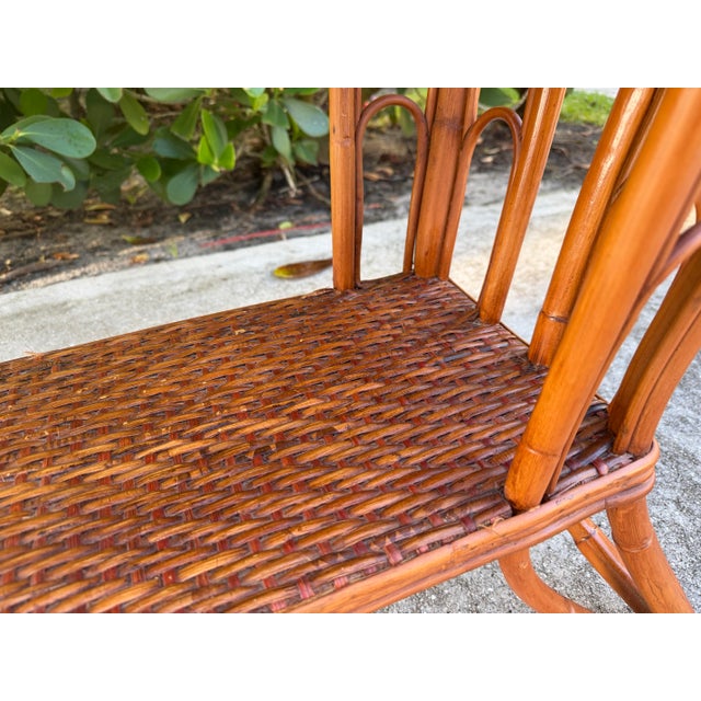 Vintage Palm Beach Handwoven Natural Rattan Console Table For Sale - Image 15 of 15