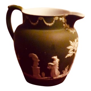 Vintage Green Wedgewood Jasperware Pitcher For Sale
