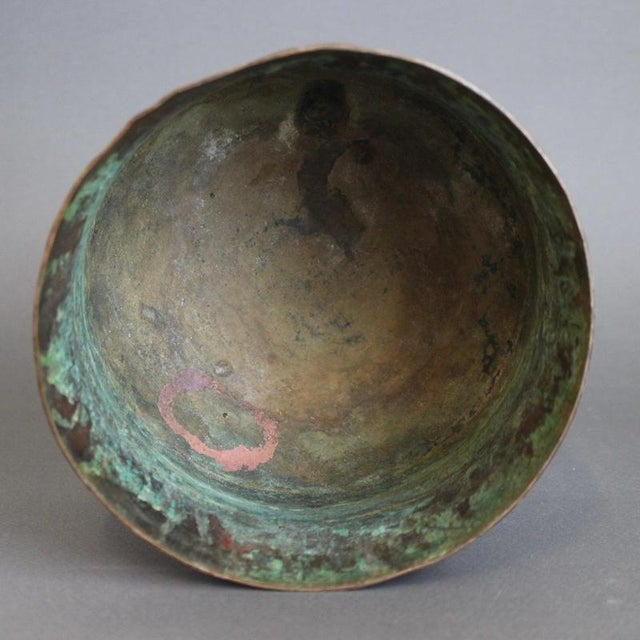 Hammered Copper Cachepot with Ancestral Face Frieze by Graziella Laffi, 1960s-1970s For Sale - Image 10 of 12