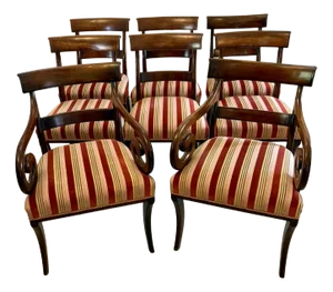 Antique Regency Mahogany Dining Chairs, 1830, Set of 8