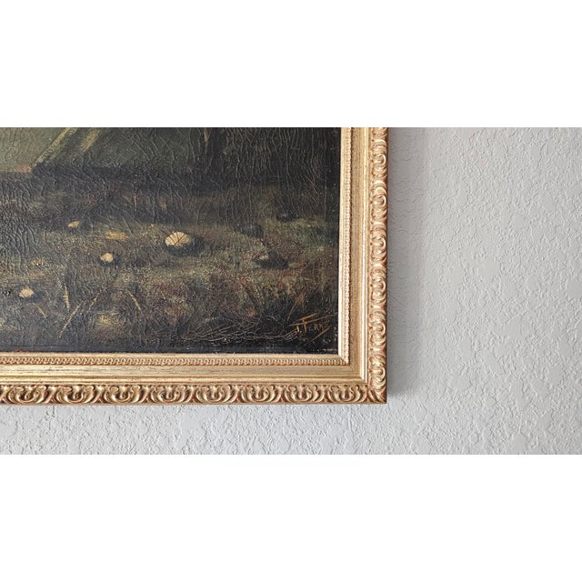 French Antique Oil Painting Signed For Sale - Image 11 of 12