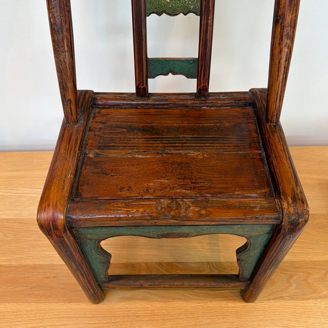 Early 20th Century Antique Chinese Child’s Chair With Painted Details For Sale - Image 5 of 12