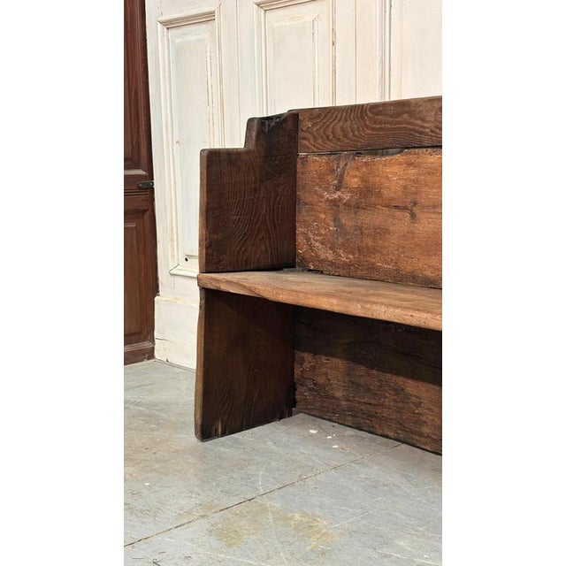 Antique Brutalist Wooden Chestnut Bench, 1700s For Sale - Image 4 of 5
