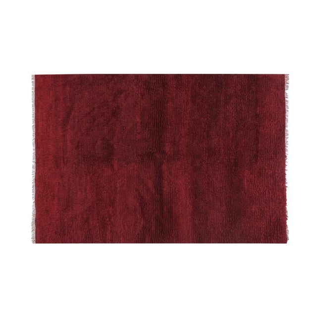 Vintage Red Color Turkish Shag Tulu Rug 5'6" X 7'11" 65.7" x 95.3" / 167 x 242 Cm Hand woven with high quality pure wool...