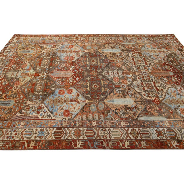 Early 20th Century Early 20th Century Allover Antique Persian Bakhtiari Handmade Wool Rug With Multicolor Design For Sale - Image 5 of 7