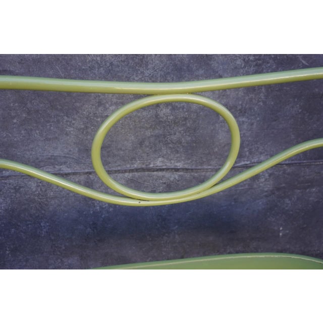 Bright Green Early 20th Century Painted Thonet Embossed Bentwood Bench For Sale - Image 8 of 10