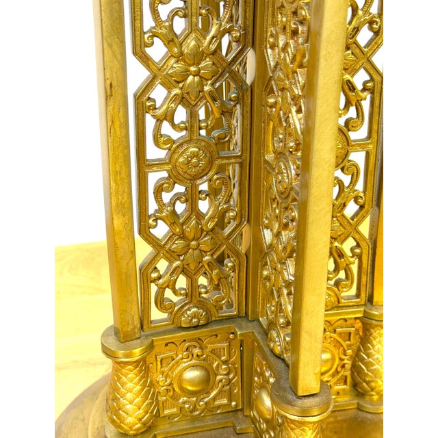 Vienna Secessionist Four-Light Gilt Metal & Crystal Candelabrum Austria, C. 1900 For Sale - Image 11 of 12