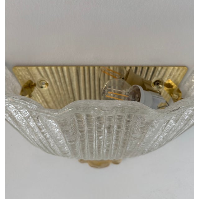 1980s Vintage Pressed Molded Murano Glass Wall Sconces, Italy, 1980, Set of 2 For Sale - Image 5 of 13
