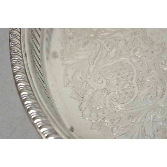 Vintage Eales Silver Plated Small Raised Gallery Oval Trinket Dish Bar Tray For Sale - Image 11 of 14