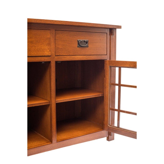 (Micheal's Cherry) Craftsman Mission Solid Oak Sideboard - 65" For Sale In Chicago - Image 6 of 8