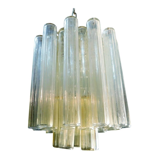 1960s Clear and Yellow Murano Tubes Chandelier For Sale