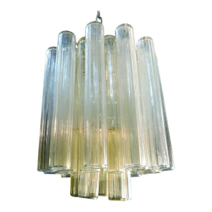 1960s Clear and Yellow Murano Tubes Chandelier
