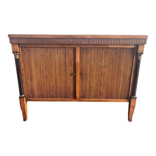 1950s Kindel French Empire Cherry Tambour Door Server Cabinet For Sale